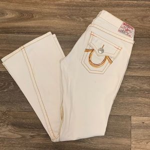 True Religion Embroidered Wide Leg Jeans